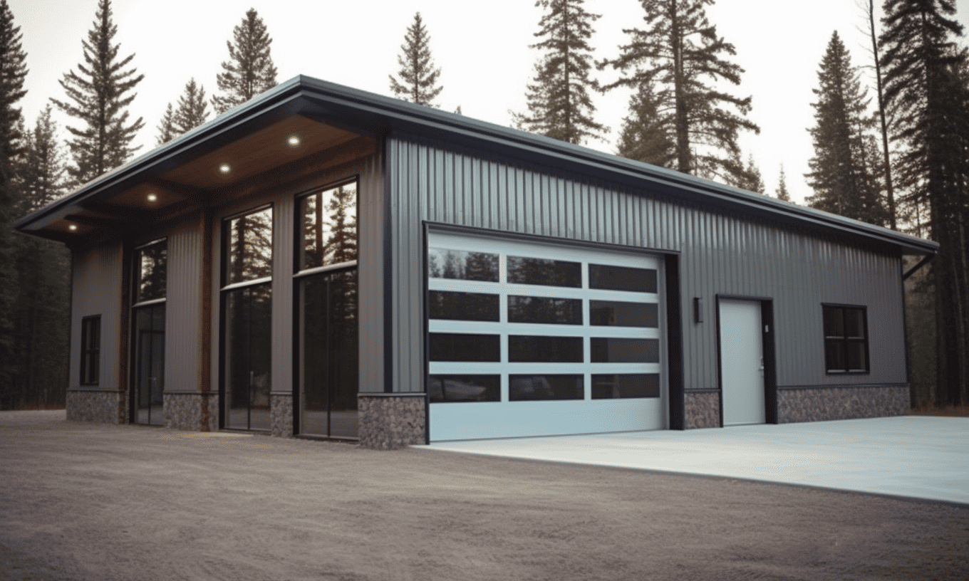 Modern office building made with sleek sustainable steel materials