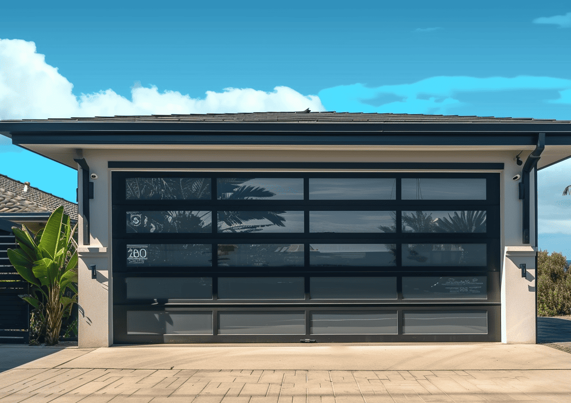 Modern stylish dark silver garage doors in a contemporary design