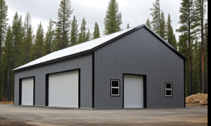 Steel garage kits displayed in Ontario with modern designs and durable materials, perfect for DIY construction projects.