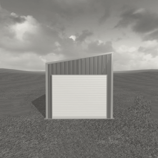 Metal shed 12x16 feet, gray color with double doors and windows, ideal for storage and garden tools.